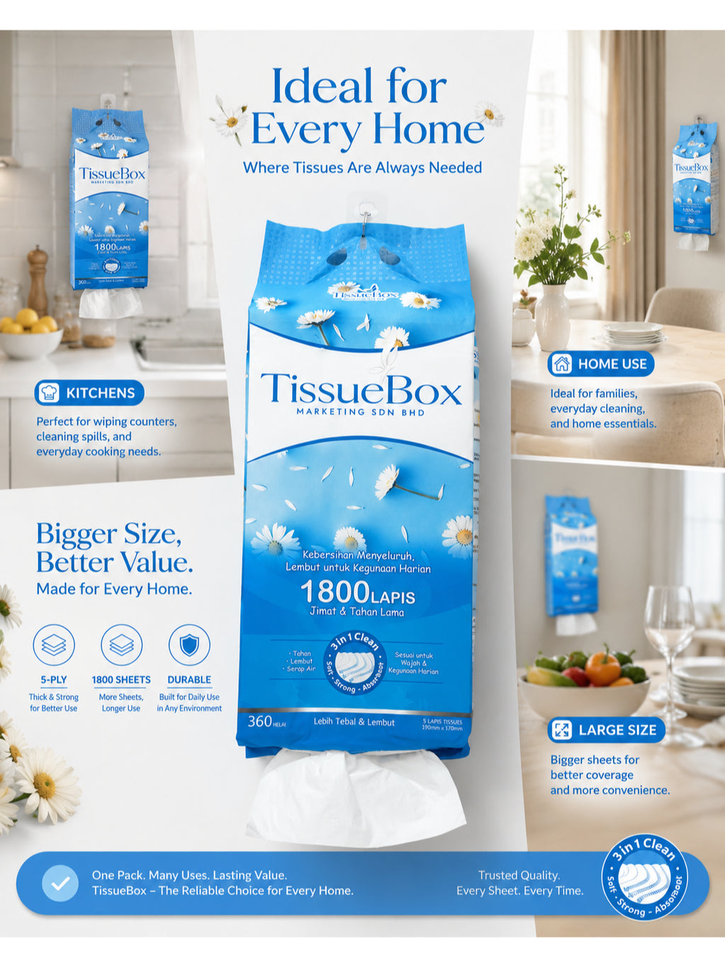 5ply Hanging Tissue 1800