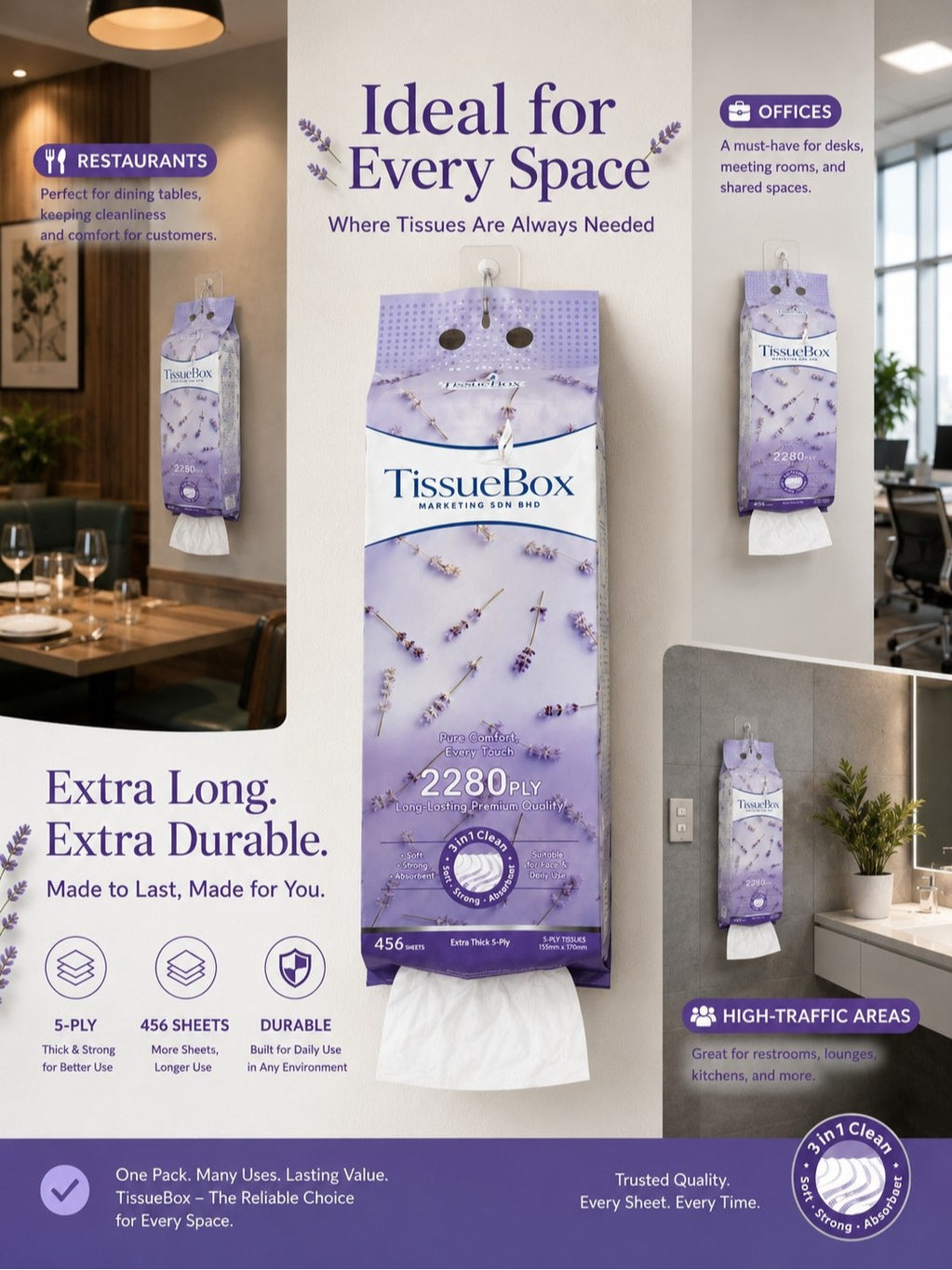 5ply Hanging Tissue 2280
