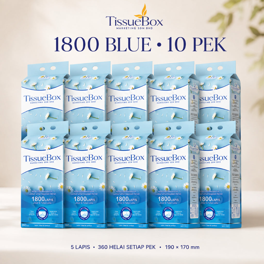 10 pek TissueBox 1800 Tisu Gantung 5 Lapisan | 5 ply Hanging Tissues